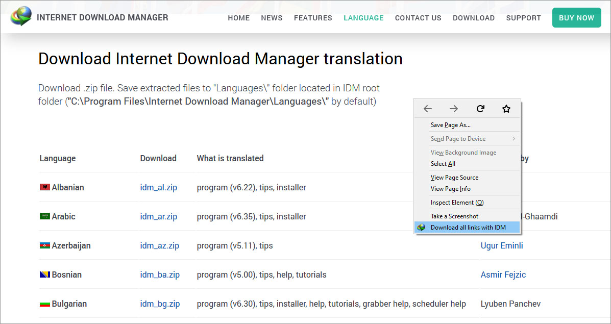 Download all links from a page with Internet Download Manager