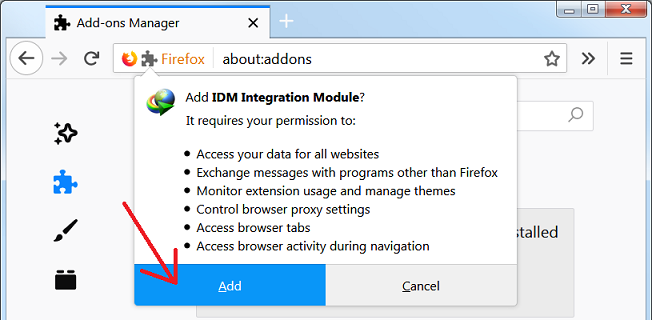 idm cc is incompatible with firefox 45.0 solution