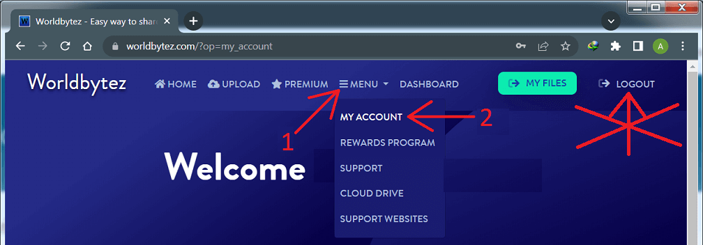 Open Worldbytez account settings