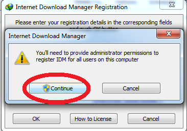 Provide Administrator rights for IDM to replace its registration information